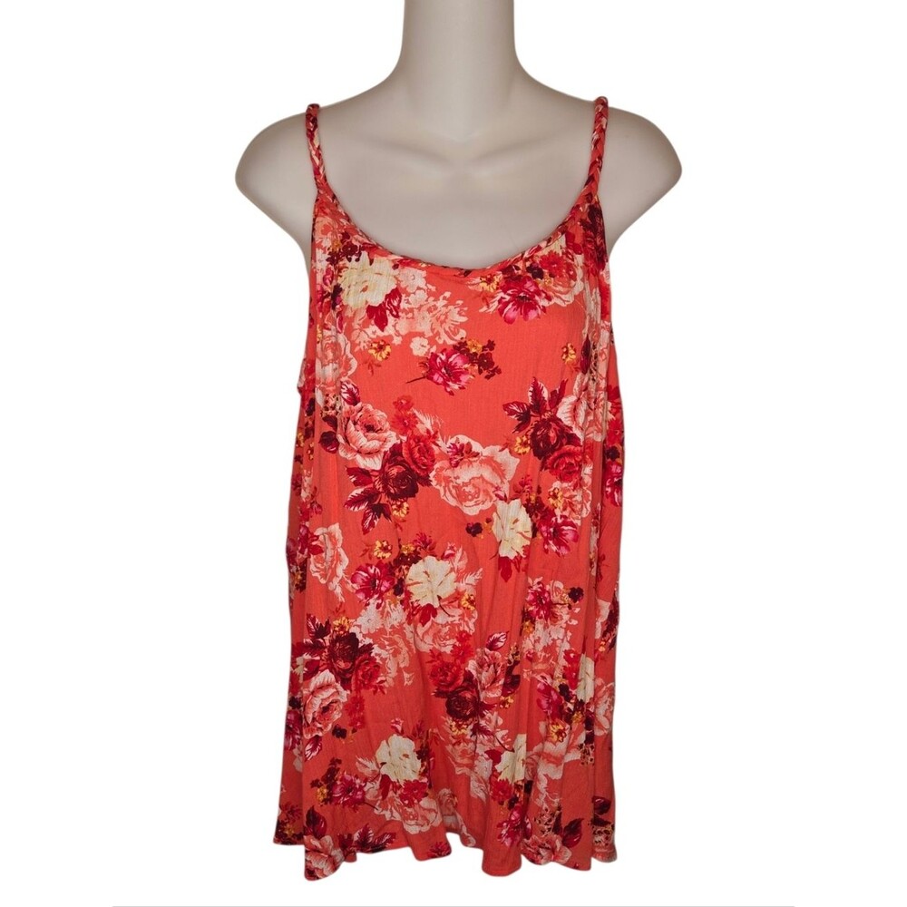 Torrid Gauze Tropical Floral Print Woven Swing Cami Tank Top, Size 0 Large